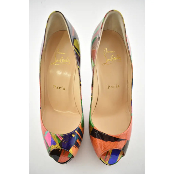 Christian Louboutin New Very Prive 120 Patent Mag Multicolor Peep Heel Pump 36 - Picture 7 of 12